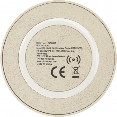 Logo trade corporate gift photo of: Naka 5W wheat straw wireless charging pad