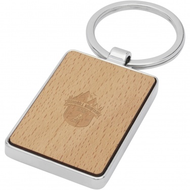 Logo trade promotional gift photo of: Mauro beech wood rectangular keychain