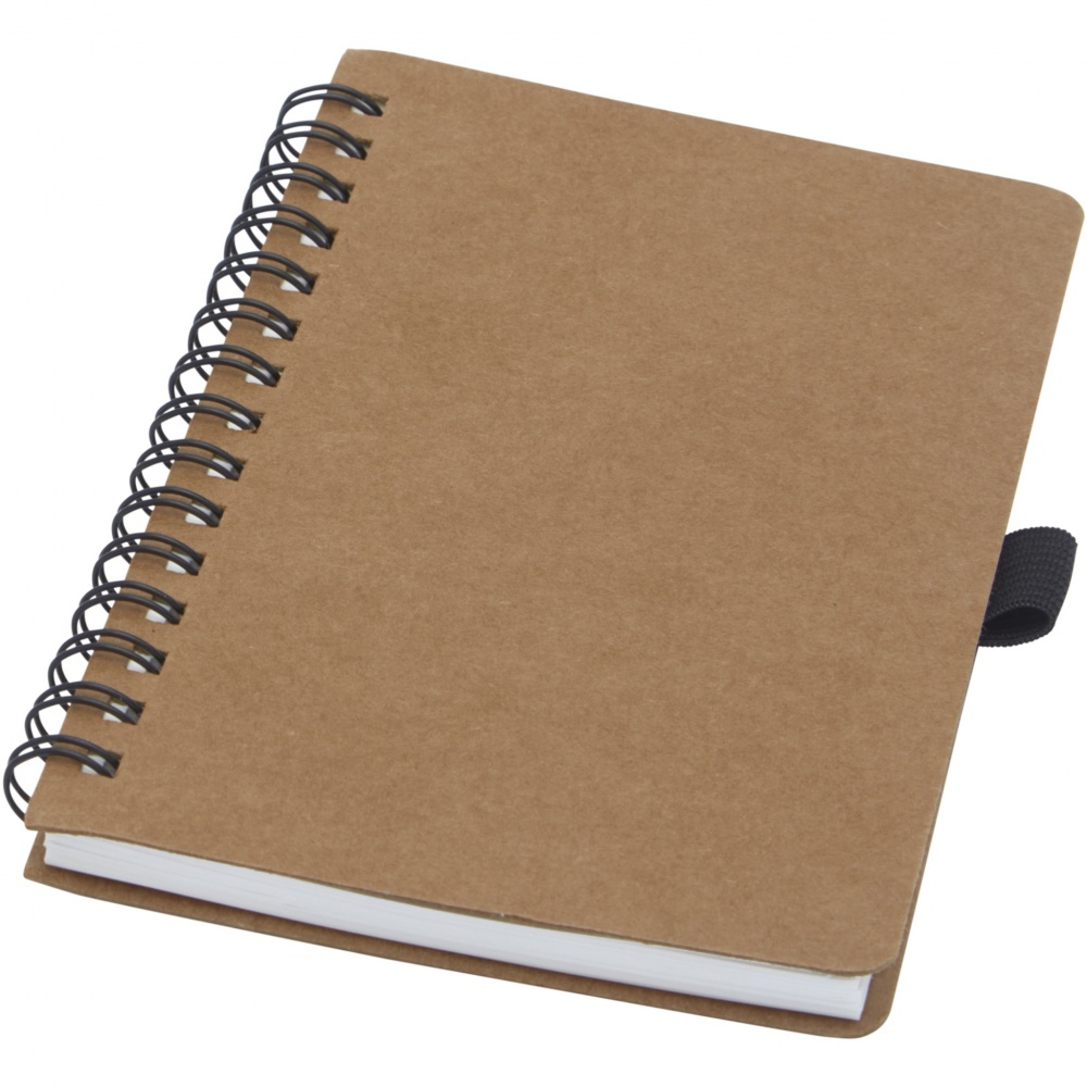 Logo trade advertising products image of: Cobble A6 wire-o recycled cardboard notebook with stone paper
