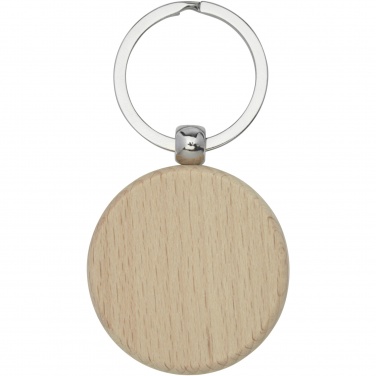 Logo trade promotional giveaways image of: Giovanni beech wood round keychain