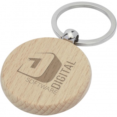 Logo trade promotional gifts picture of: Giovanni beech wood round keychain
