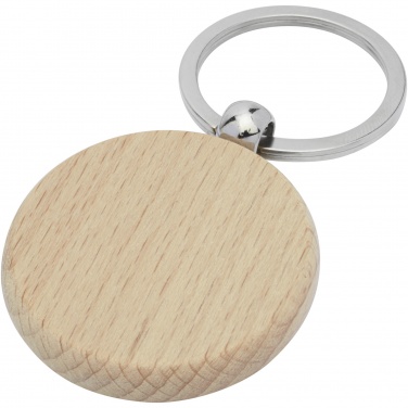 Logo trade promotional merchandise picture of: Giovanni beech wood round keychain