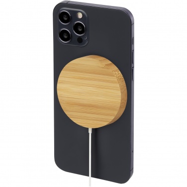 Logo trade promotional products image of: Atra 10W bamboo magnetic wireless charging pad