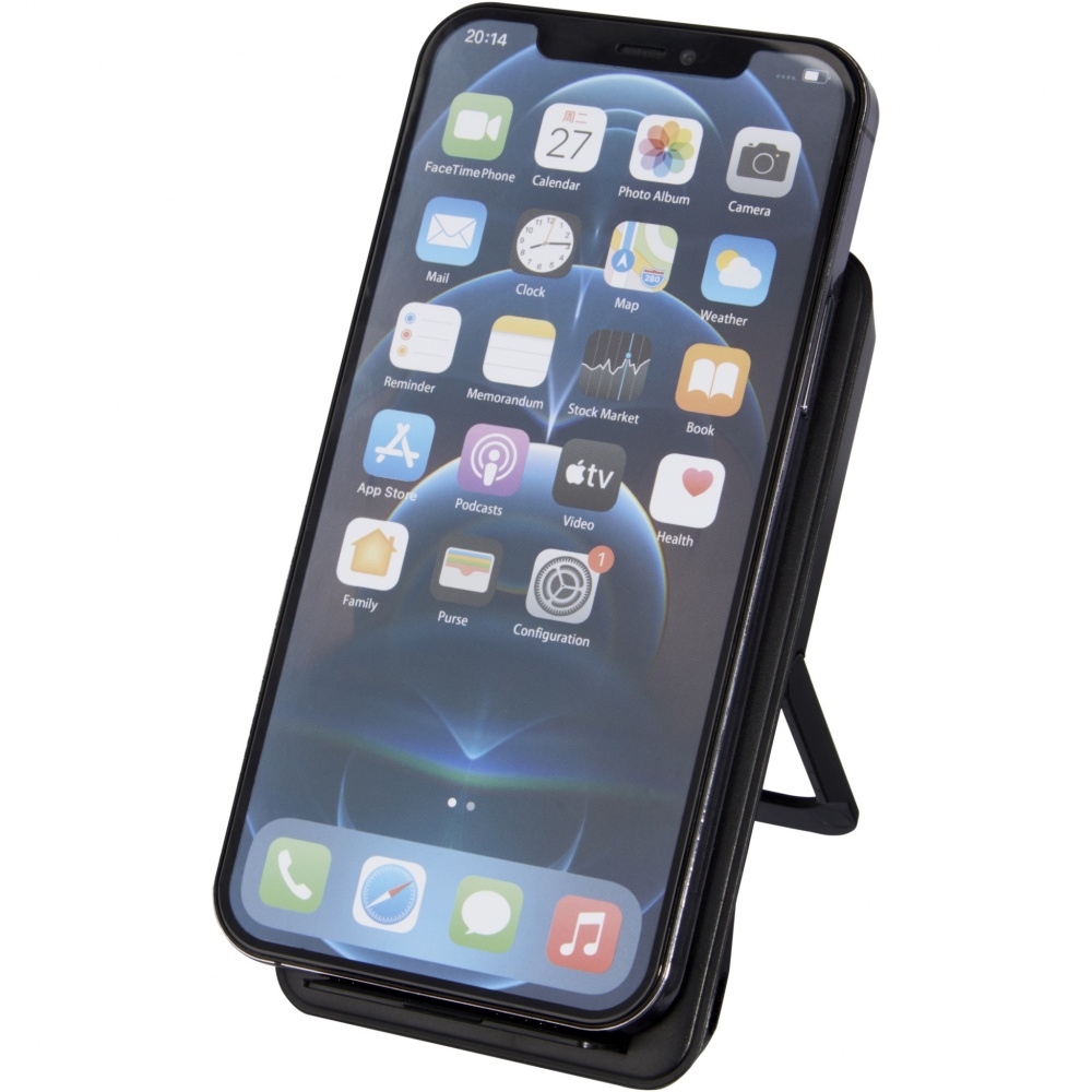Logo trade promotional items picture of: Loop 10W recycled plastic wireless charging pad with phone stand