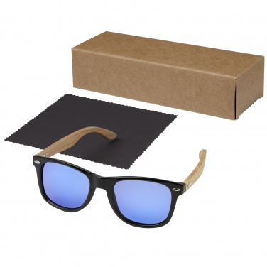 Logo trade promotional merchandise image of: Hiru rPET/wood mirrored polarized sunglasses in gift box