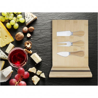 Logo trade promotional merchandise photo of: Mancheg bamboo magnetic cheese board and tools