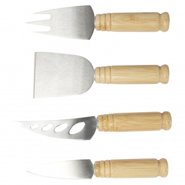 Logo trade corporate gifts image of: Cheds 4-piece bamboo cheese set