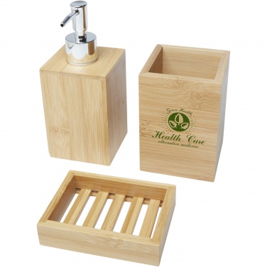 Logo trade corporate gifts image of: Hedon 3-piece bamboo bathroom set