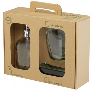 Logo trade promotional giveaways image of: Jabony 3-piece recycled glass bathroom set