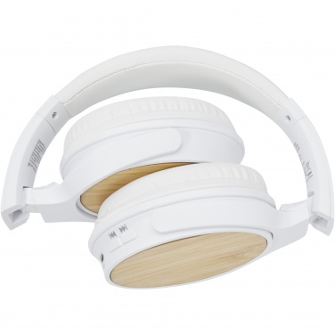 Logo trade promotional items image of: Athos bamboo Bluetooth® headphones with microphone