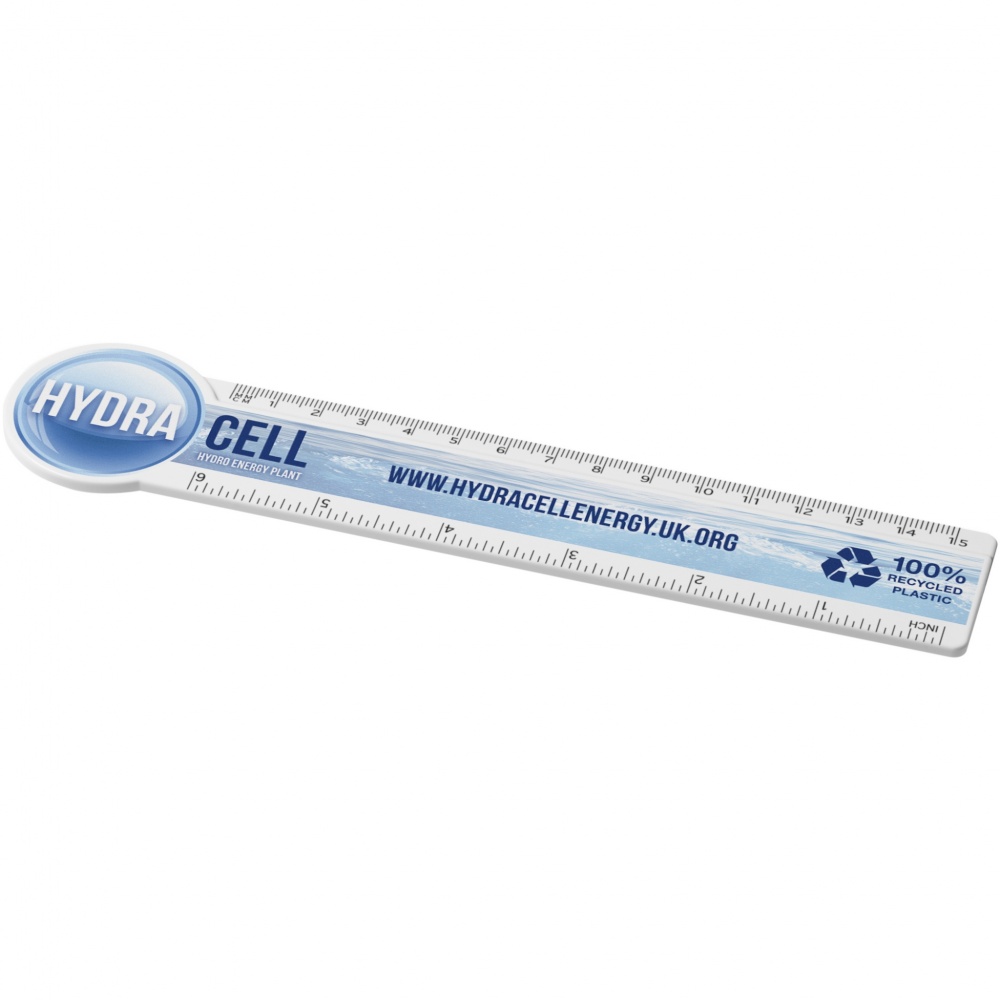 Logo trade promotional gifts image of: Tait 15 cm circle-shaped recycled plastic ruler 