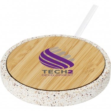 Logo trade promotional giveaways picture of: Terrazzo 10W wireless bamboo charging pad