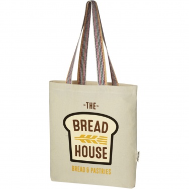 Logo trade promotional items image of: Rainbow 180 g/m² recycled cotton tote bag 5L