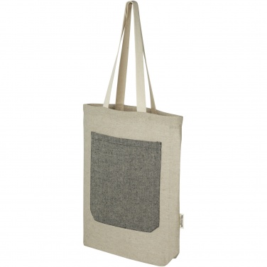 Logotrade promotional item image of: Pheebs 150 g/m² recycled cotton tote bag with front pocket 9L