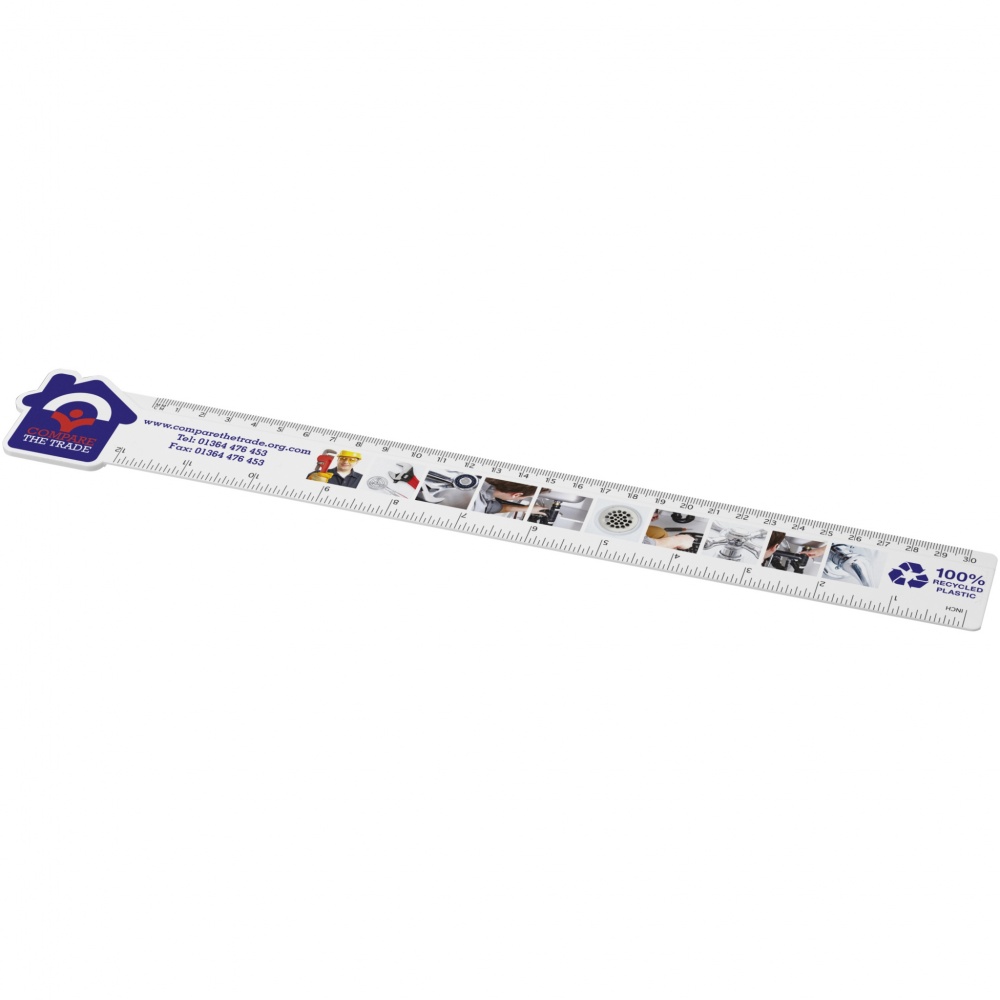 Logo trade promotional products picture of: Tait 30cm house-shaped recycled plastic ruler