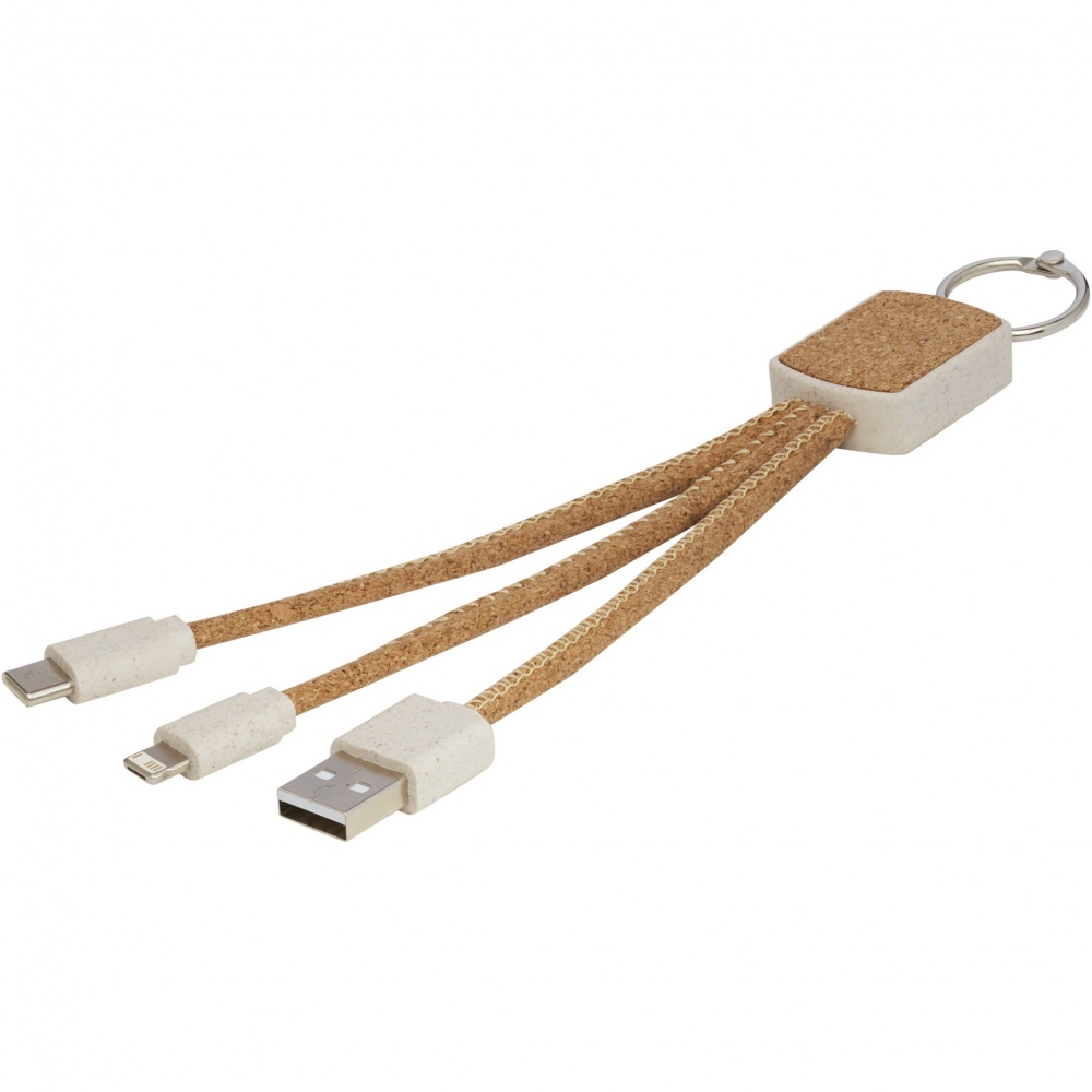 Logotrade promotional item picture of: Bates wheat straw and cork 3-in-1 charging cable
