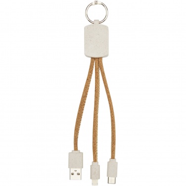 Logotrade promotional item picture of: Bates wheat straw and cork 3-in-1 charging cable