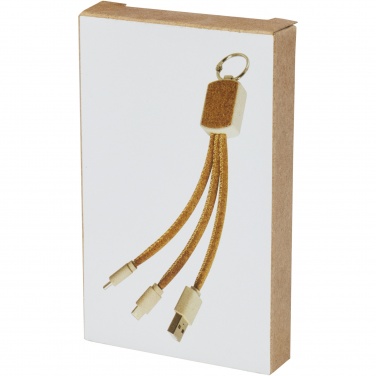 Logotrade advertising products photo of: Bates wheat straw and cork 3-in-1 charging cable