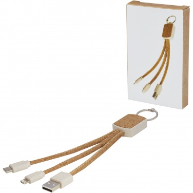 Logo trade promotional gifts image of: Bates wheat straw and cork 3-in-1 charging cable