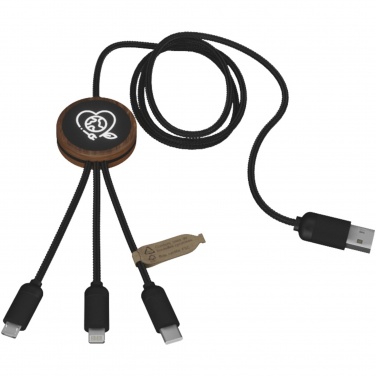 Logo trade promotional products picture of: SCX.design C36 3-in-1 rPET light-up logo extended charging cable with round bamboo casing