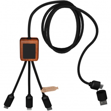 Logotrade promotional giveaways photo of: SCX.design C38 5-in-1 rPET light-up logo charging cable with squared wooden casing