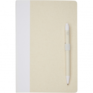 Logo trade promotional giveaways image of: Dairy Dream A5 size reference recycled milk cartons notebook and ballpoint pen set