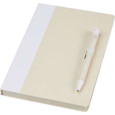 Logo trade promotional merchandise picture of: Dairy Dream A5 size reference recycled milk cartons notebook and ballpoint pen set