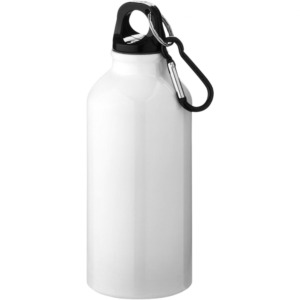 Logo trade promotional giveaway photo of: Oregon 400 ml RCS certified recycled aluminium water bottle with carabiner
