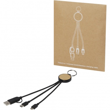 Logotrade promotional gifts photo of: Tecta 6-in-1 recycled plastic/bamboo charging cable with keyring