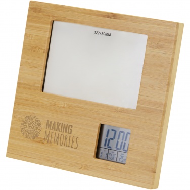 Logotrade promotional product image of: Sasa bamboo photo frame with thermometer