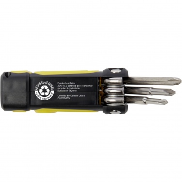 Logo trade promotional gifts picture of: Octo 8-in-1 RCS recycled plastic screwdriver set with torch