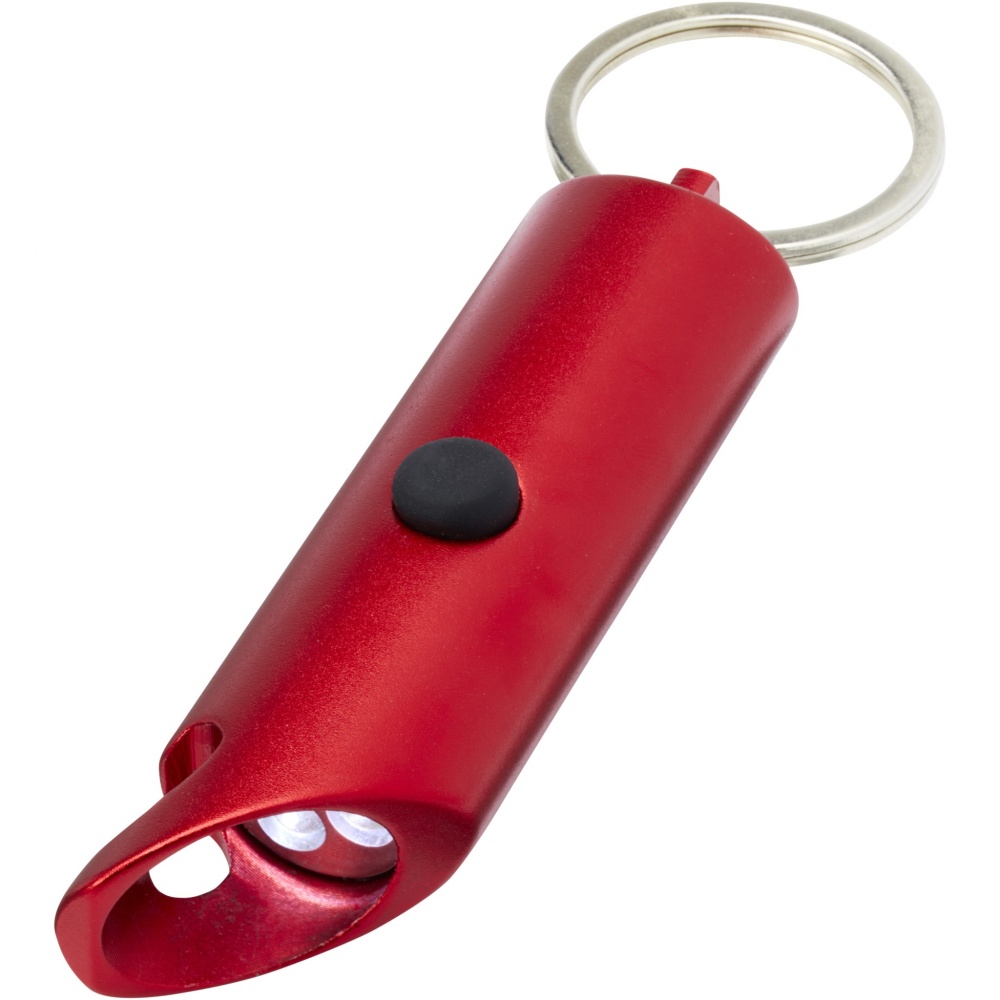 Logo trade corporate gift photo of: Flare RCS recycled aluminium IPX LED light and bottle opener with keychain