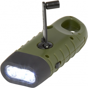 Logo trade promotional giveaway photo of: Helios recycled plastic solar dynamo flashlight with carabiner