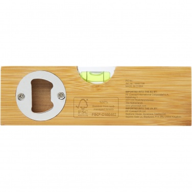 Logotrade promotional gift picture of: Flush bamboo spirit level with bottle opener