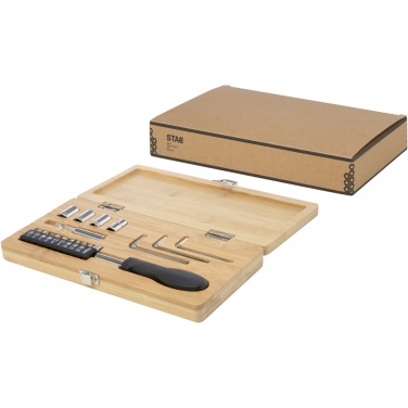 Logo trade promotional items image of: Rivet 19-piece bamboo/recycled plastic tool set