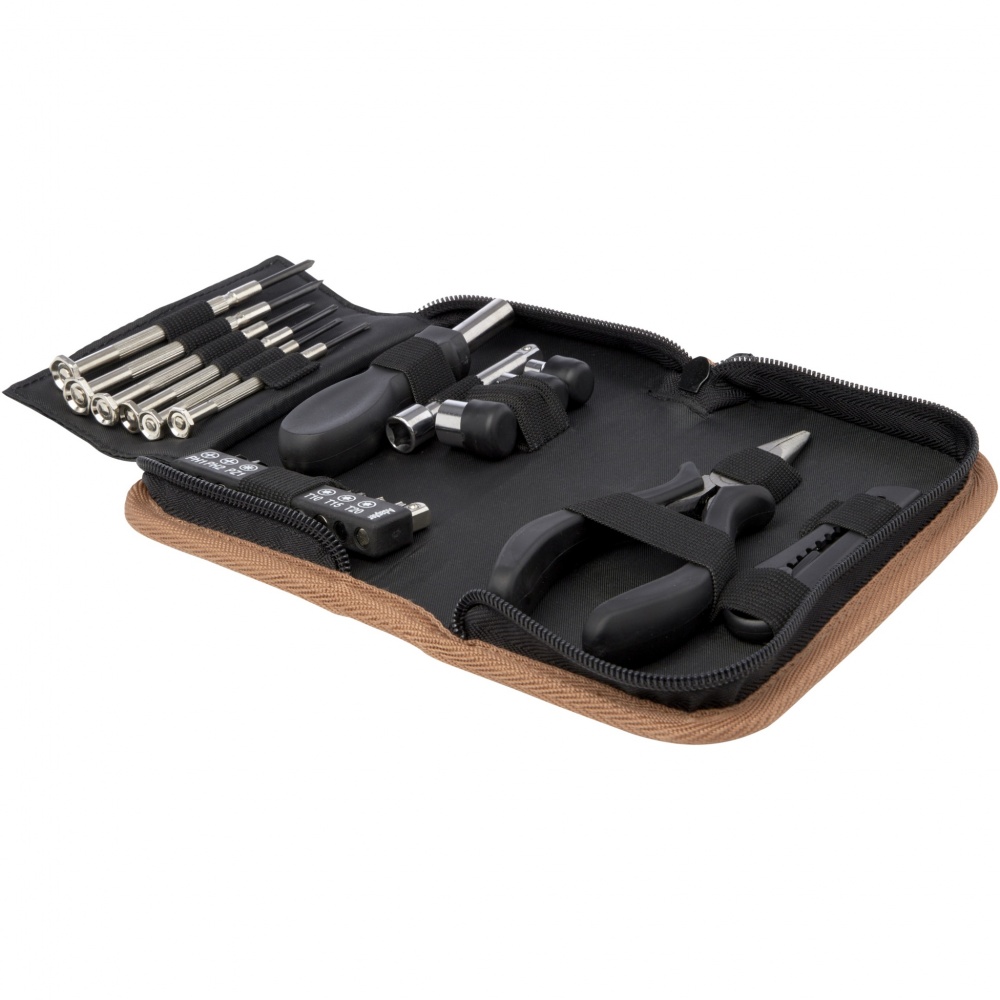 Logo trade promotional products picture of: Spike 24-piece RCS recycled plastic tool set with cork pouch