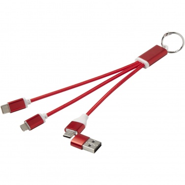 Logotrade promotional gift image of: Metal 4-in-1 recycled aluminium charging cable with keychain