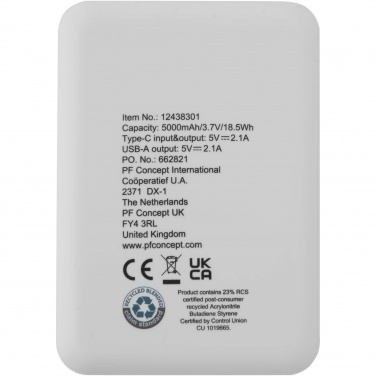 Logo trade advertising products picture of: Asama 5000 mAh Type-C recycled plastic power bank
