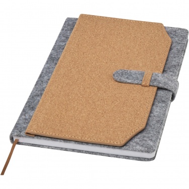 Logotrade promotional product picture of: Viviana A5 recycled felt and cork notebook