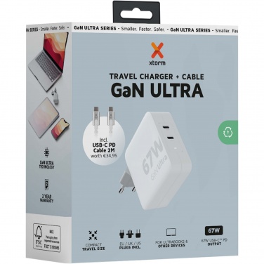 Logotrade business gift image of: Xtorm XVC2067 GaN Ultra 67W travel charger with 100W USB-C PD cable