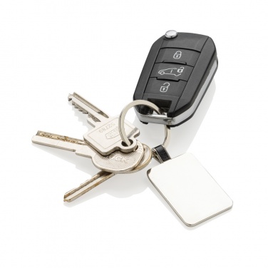 Logotrade promotional item image of: RCS recycled zinc alloy rectangle keyring