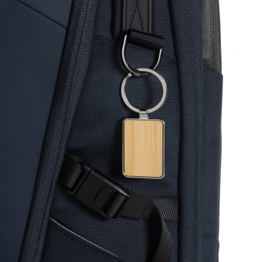 Logo trade advertising product photo of: RCS recycled zinc alloy rectangle keychain with bamboo