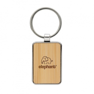 Logotrade promotional merchandise image of: RCS recycled zinc alloy rectangle keychain with bamboo
