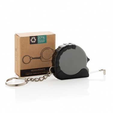 Logo trade promotional giveaway photo of: MeasureMate RCS reycled ABS 1 meter tape keychain