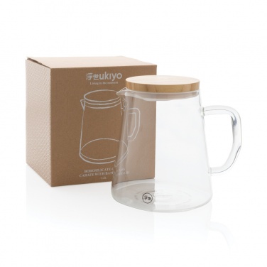Logo trade promotional merchandise photo of: Ukiyo borosilicate glass carafe with bamboo lid 1.2L