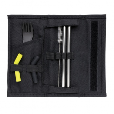Logo trade promotional giveaway photo of: Tierra 2pcs straw and cutlery set in pouch