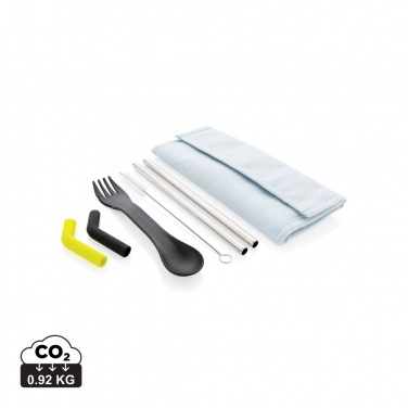 Logo trade promotional item photo of: Tierra 2pcs straw and cutlery set in pouch