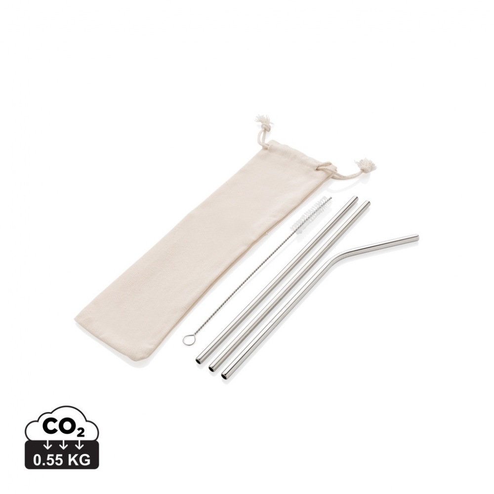 Logotrade advertising products photo of: Reusable stainless steel 3 pcs straw set