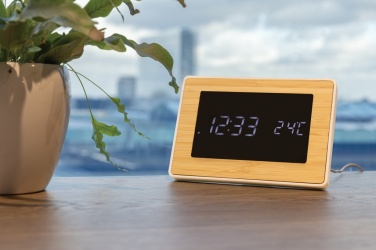 Logotrade corporate gift picture of: Utah RCS recycled plastic and bamboo LED clock