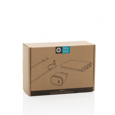 Logotrade promotional item picture of: Surge RCS recyled PET 20W type C 3 pcs charging set